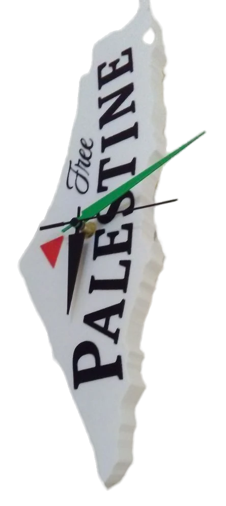 Free Palestine Map Wall Clock - customizable red and black political decor